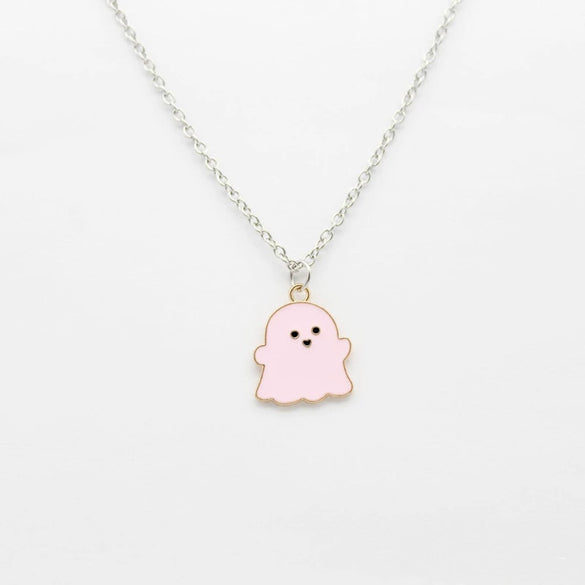 Wholesale Jewelry Copper Alloy Cartoon Color Oil Dripping Ghost Pendant Necklace With Electroplating Processing For Women