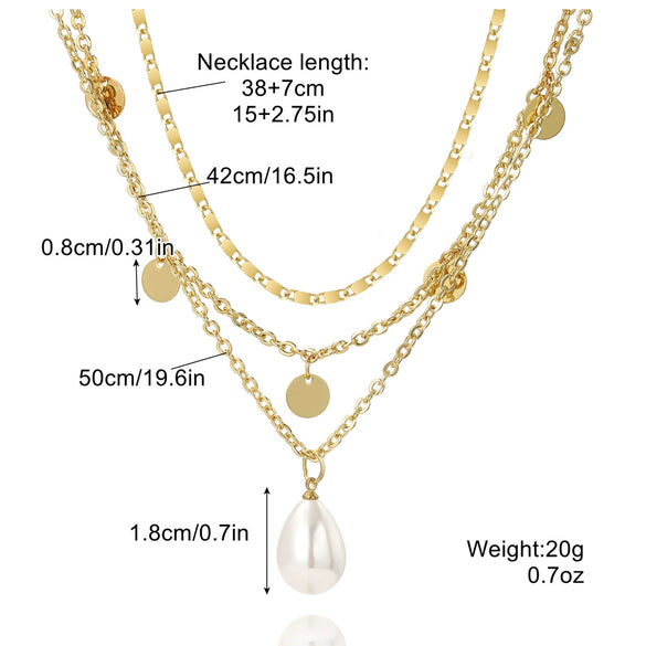 Wholesale Jewelry Copper Alloy Fivepointed Star Geometric Electroplating Multilayer Necklace For Women