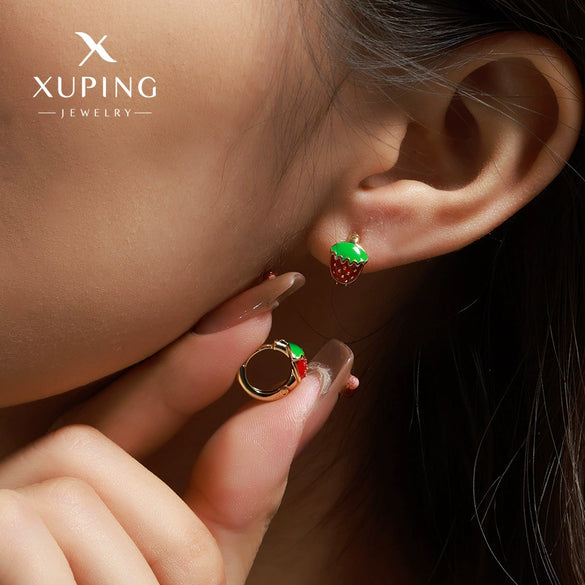 Wholesale Jewelry Copper Alloy Fruit Strawberry Earrings Cute Style Electroplating