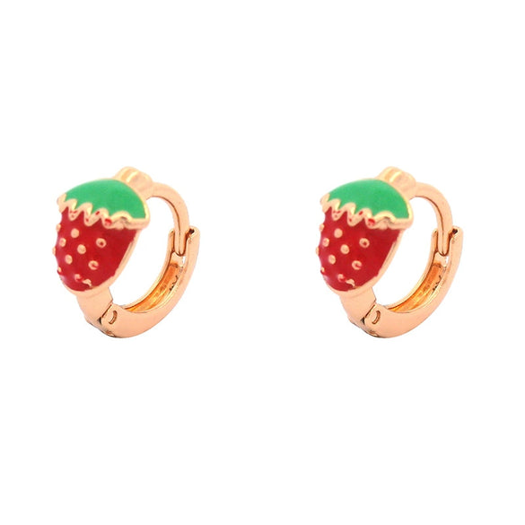 Wholesale Jewelry Copper Alloy Fruit Strawberry Earrings Cute Style Electroplating