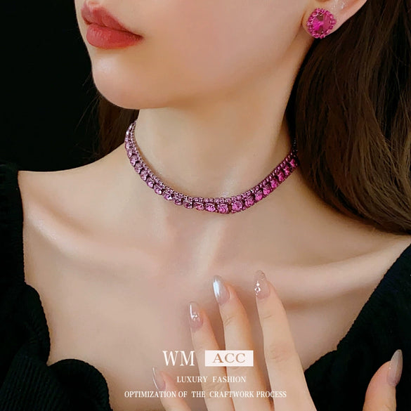 Wholesale Jewelry Copper Alloy Heart Water Drop Bell Shaped Electroplated Highend Women's Earrings And Clavicle Chain Necklace Set