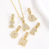 Wholesale Jewelry Copper Alloy Micropaved Zircon Letter Pendant Necklace Set With Diamonds Melon Seed Chain Unisex