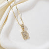 Wholesale Jewelry Copper Alloy Micropaved Zircon Letter Pendant Necklace Set With Diamonds Melon Seed Chain Unisex