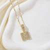 Wholesale Jewelry Copper Alloy Micropaved Zircon Letter Pendant Necklace Set With Diamonds Melon Seed Chain Unisex