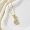 Wholesale Jewelry Copper Alloy Micropaved Zircon Letter Pendant Necklace Set With Diamonds Melon Seed Chain Unisex