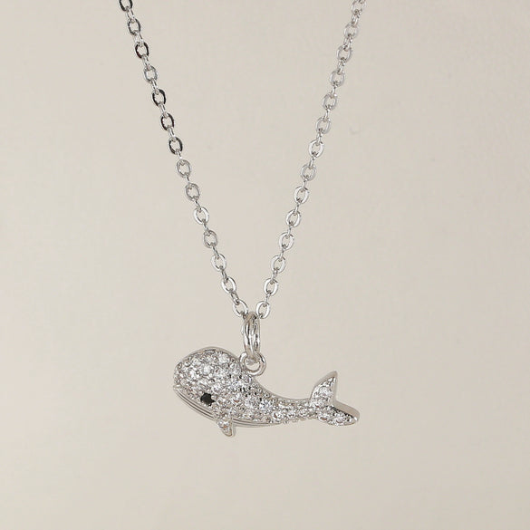Wholesale Jewelry Copper Animal Small Whale Necklace With Electroplating Ochain Clavicle Chain