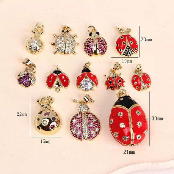 Wholesale Jewelry Copper Animal Style Ladybug Pattern Electroplated Pendant Accessories