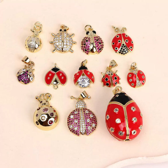 Wholesale Jewelry Copper Animal Style Ladybug Pattern Electroplated Pendant Accessories