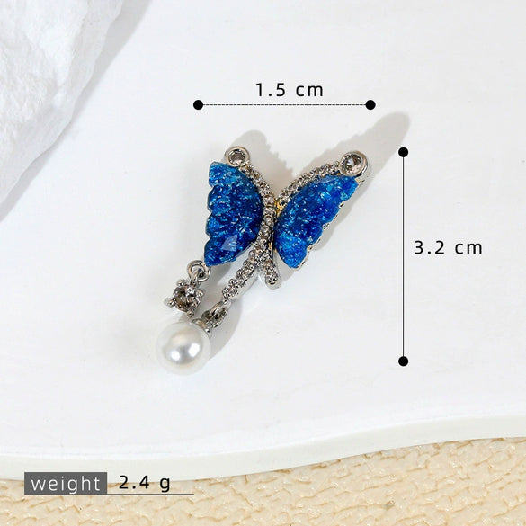 Wholesale Jewelry Copper Animal Zodiac Cartoon Style Micropaved Shell Butterfly Pearl Pendant Necklace And Earrings Accessories