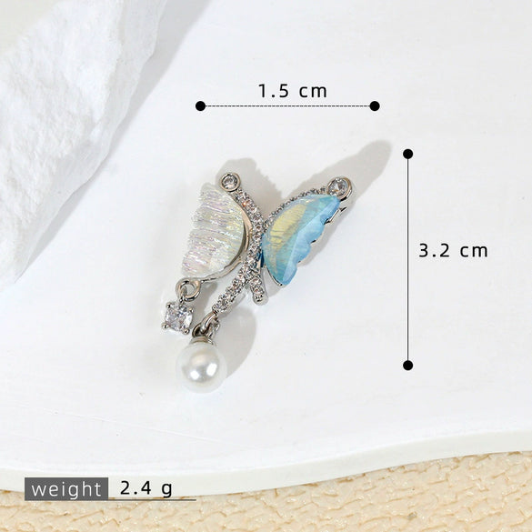 Wholesale Jewelry Copper Animal Zodiac Cartoon Style Micropaved Shell Butterfly Pearl Pendant Necklace And Earrings Accessories