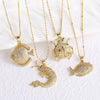 Wholesale Jewelry Copper Animal Zodiac Geometric Small Fish And Shrimp Necklace Clavicle Chain Electroplated