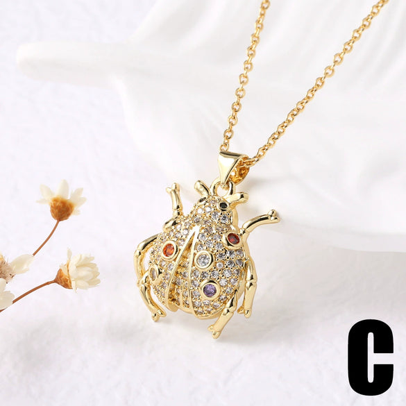 Wholesale Jewelry Copper Animal Zodiac Geometric Small Fish And Shrimp Necklace Clavicle Chain Electroplated