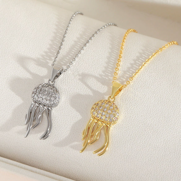 Wholesale Jewelry Copper Animal Zodiac Jellyfish Pendant O Word Chain Necklace Electroplated For Women