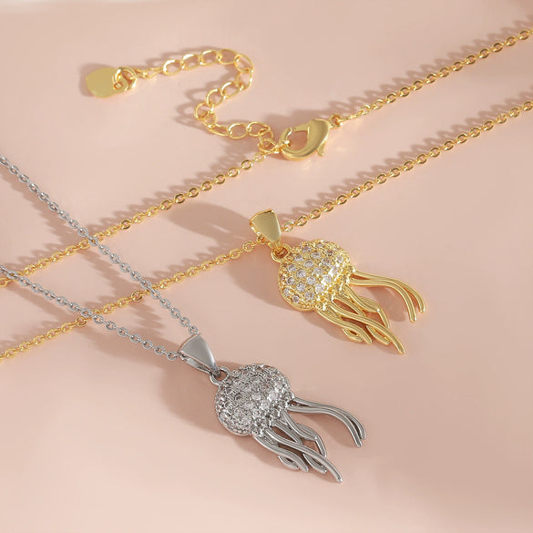 Wholesale Jewelry Copper Animal Zodiac Jellyfish Pendant O Word Chain Necklace Electroplated For Women