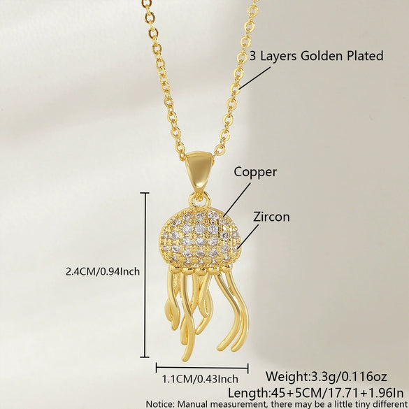 Wholesale Jewelry Copper Animal Zodiac Jellyfish Pendant O Word Chain Necklace Electroplated For Women