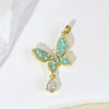 Wholesale Jewelry Copper Butterfly Pendant Necklace And Earring With Microinlay Cartoon And Animal Style