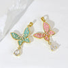 Wholesale Jewelry Copper Butterfly Pendant Necklace And Earring With Microinlay Cartoon And Animal Style