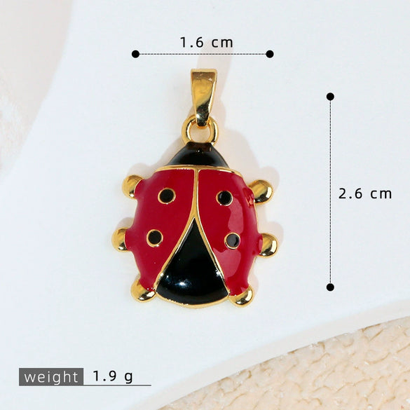 Wholesale Jewelry Copper Cartoon Animal Insect Zirconia Mini Ladybird Pendant