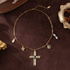 Wholesale Jewelry Copper Clavicle Chain With Cross Moon Palm Pearl Multi Pendant U Shape Geometric Electroplating