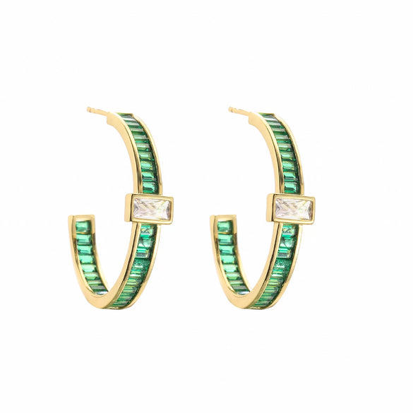 Wholesale Jewelry Copper Colored Diamond Zircon Earrings Geometric Sweet Style 18K Gold Plated