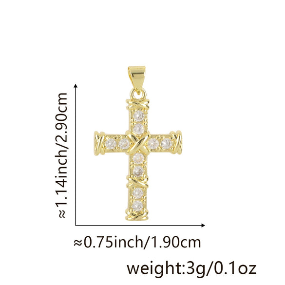 Wholesale Jewelry Copper Cross Pendant Lip Chain Geometric Allmatch Dripping Oil Style