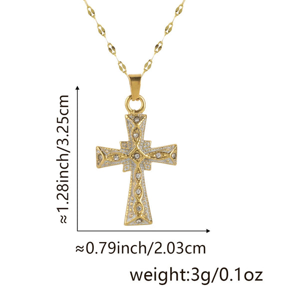 Wholesale Jewelry Copper Cross Pendant Lip Chain Geometric Allmatch Dripping Oil Style
