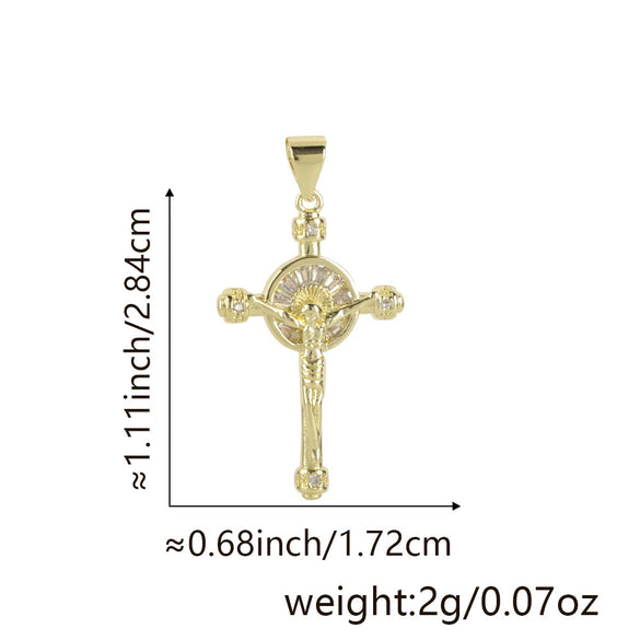 Wholesale Jewelry Copper Cross Pendant Lip Chain Geometric Allmatch Dripping Oil Style