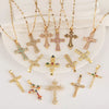 Wholesale Jewelry Copper Cross Pendant Lip Chain Geometric Allmatch Dripping Oil Style