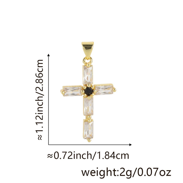 Wholesale Jewelry Copper Cross Pendant Lip Chain Geometric Allmatch Dripping Oil Style