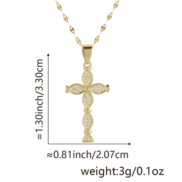 Wholesale Jewelry Copper Cross Pendant Lip Chain Geometric Allmatch Dripping Oil Style