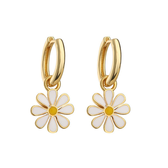 Wholesale Jewelry Copper Daisy Dripping Oil Style Ladies Earrings And Hand Accessories Set