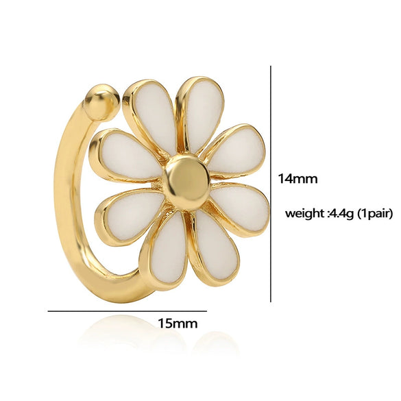 Wholesale Jewelry Copper Daisy Dripping Oil Style Ladies Earrings And Hand Accessories Set