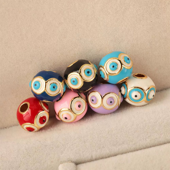 Wholesale Jewelry Copper Devil's Eye Geometric Electroplating Dripping Oil Beads Bracelet Anklet Accessories