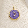 Wholesale Jewelry Copper Dripping Oil Irregular Purple Star Moon Cross Pendant Necklace