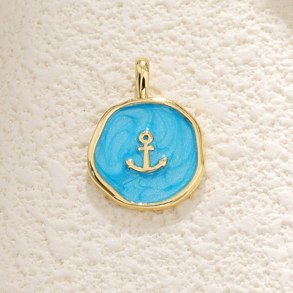 Wholesale Jewelry Copper Dripping Oil Irregular Purple Star Moon Cross Pendant Necklace