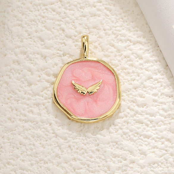 Wholesale Jewelry Copper Dripping Oil Irregular Purple Star Moon Cross Pendant Necklace