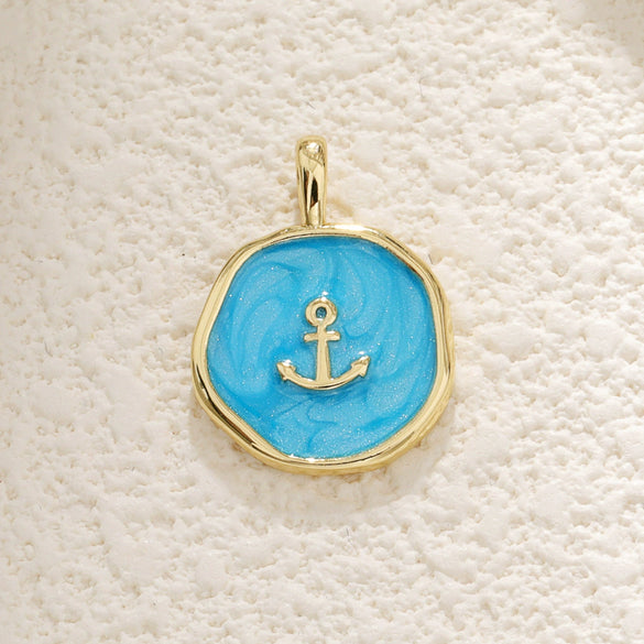 Wholesale Jewelry Copper Dripping Oil Irregular Purple Star Moon Cross Pendant Necklace