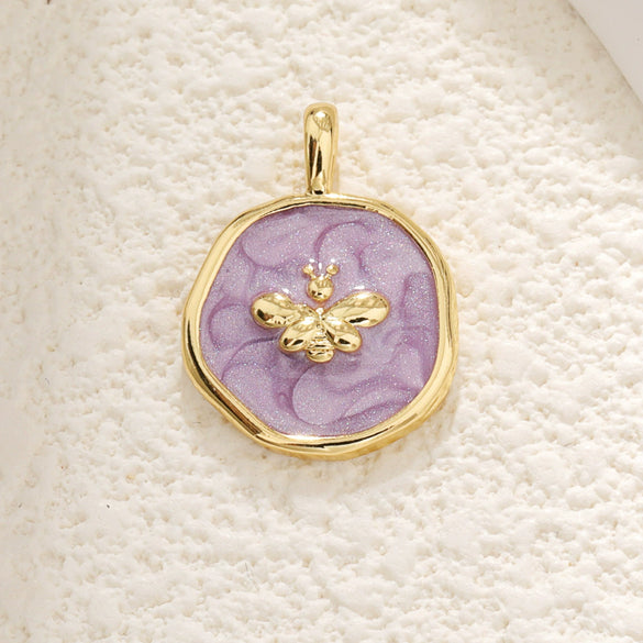 Wholesale Jewelry Copper Dripping Oil Irregular Purple Star Moon Cross Pendant Necklace