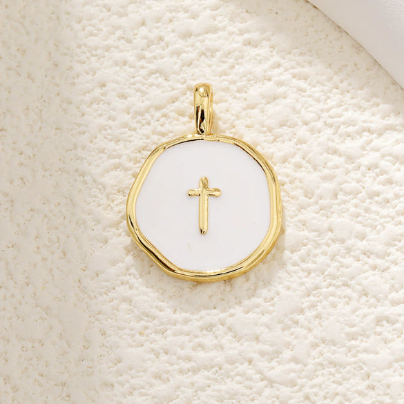 Wholesale Jewelry Copper Dripping Oil Irregular Purple Star Moon Cross Pendant Necklace