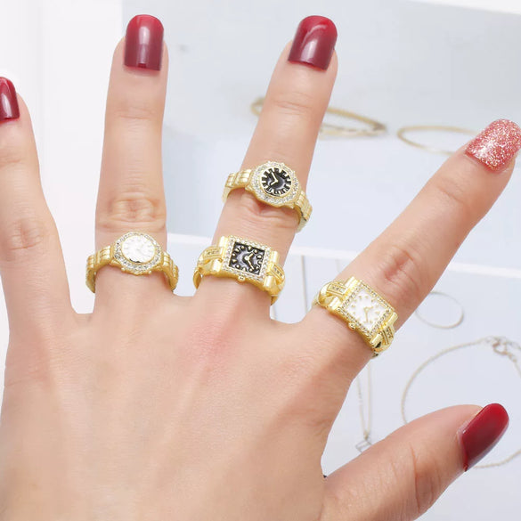 Wholesale Jewelry Copper Electroplated Geometric Style Unisex Ring