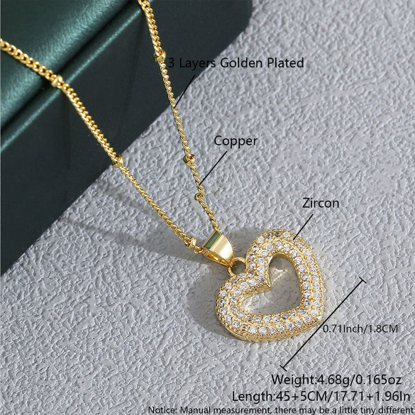 Wholesale Jewelry Copper Electroplated Heartshaped Love Lock Pendant Ochain Necklace For Women