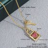 Wholesale Jewelry Copper Electroplated Heartshaped Love Lock Pendant Ochain Necklace For Women