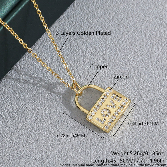 Wholesale Jewelry Copper Electroplated Heartshaped Love Lock Pendant Ochain Necklace For Women