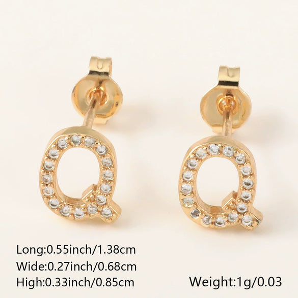 Wholesale Jewelry Copper Electroplated Inlaid Zircon English Letter Earrings