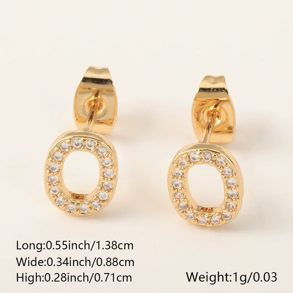 Wholesale Jewelry Copper Electroplated Inlaid Zircon English Letter Earrings