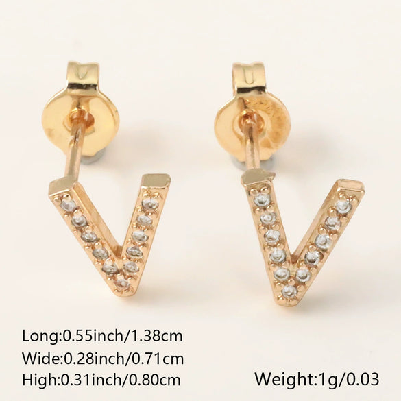 Wholesale Jewelry Copper Electroplated Inlaid Zircon English Letter Earrings