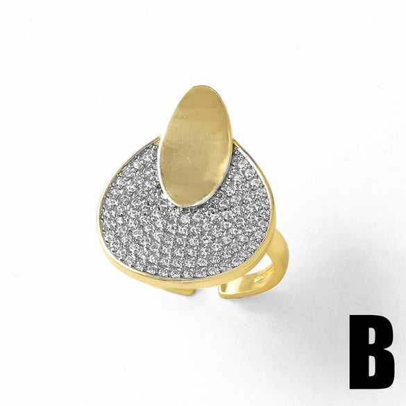 Wholesale Jewelry Copper Electroplated 18K Gold Geometric Love Open Ring Unisex