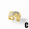 Wholesale Jewelry Copper Electroplated 18K Gold Geometric Love Open Ring Unisex