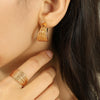 Wholesale Jewelry Copper Electroplating Geometric Cshape Multilayer Earrings And Open Ring Set For Women