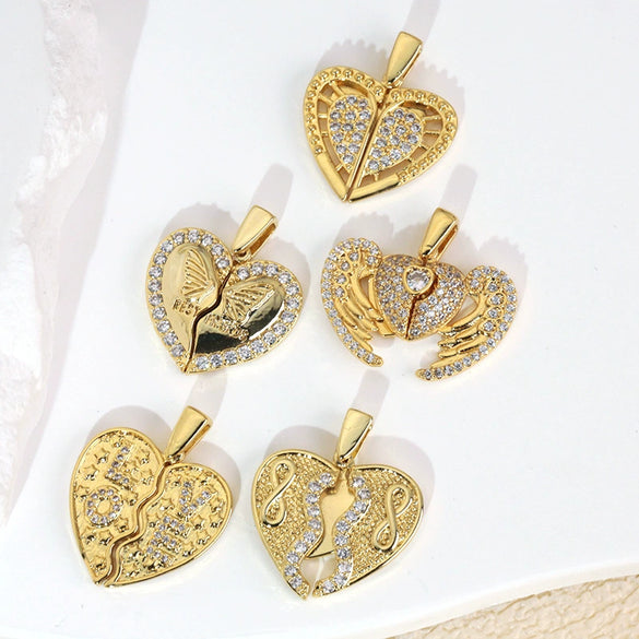 Wholesale Jewelry Copper Engraved Animal Zodiac Wings Clavicle Necklace Pendant Set With Diamonds Women's Fashion Accessories